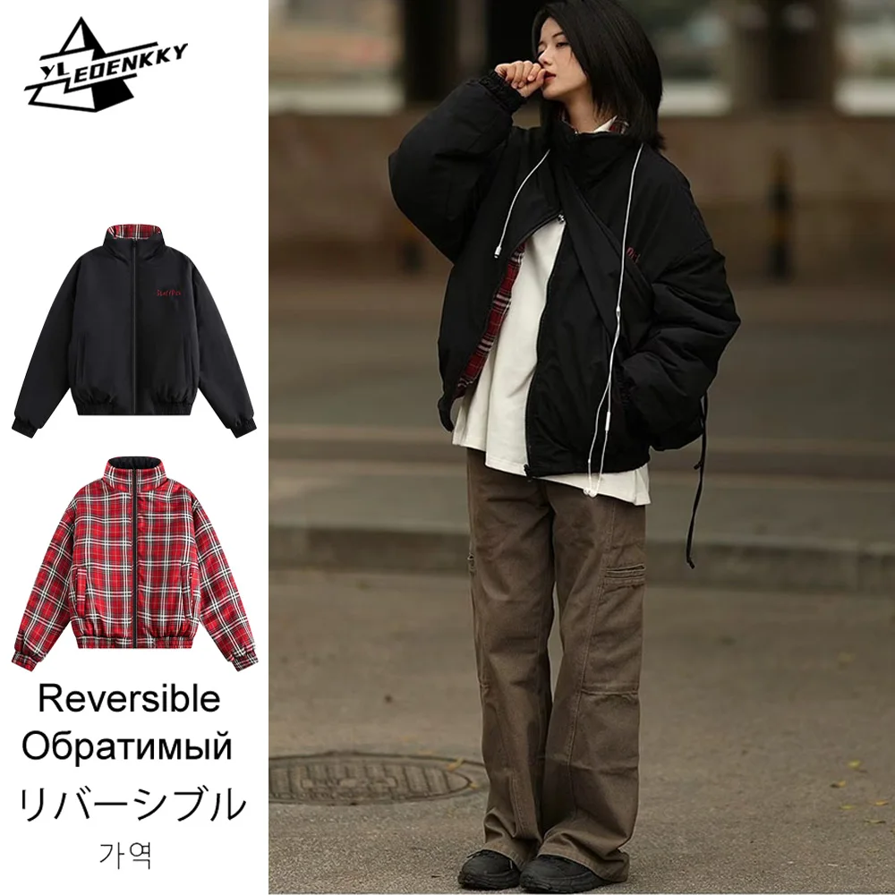 Двусторонние легкие парки для мужчин и женщин винтажная мешковатая хлопковая