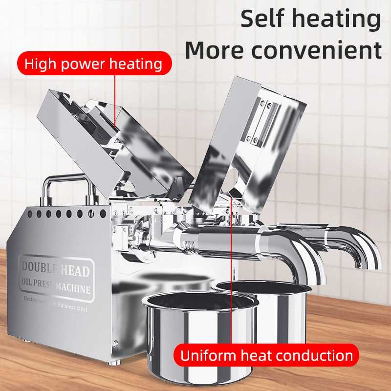B02 New Double Head Oil Press Commercial Stainless Steel High Extraction Rate Press Flaxseed Sunflower Seed Coconut Meat images - 6