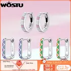 Женские серьги-кольца WOSTU, простые геометрические серьги контрастных цветов из стерлингового серебра 925 пробы, свисающие серьги, подарок для девушек