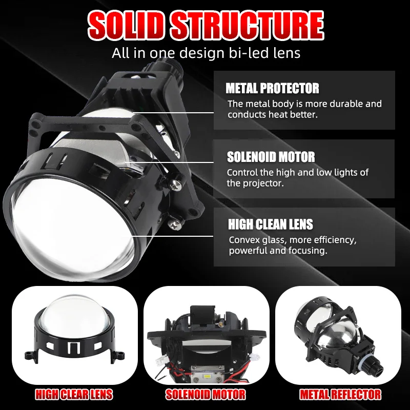 3 0-дюймовый двусветодиодный объектив проектора 110 Вт 20000LM H4 H7 9005 9006 Светодиодные