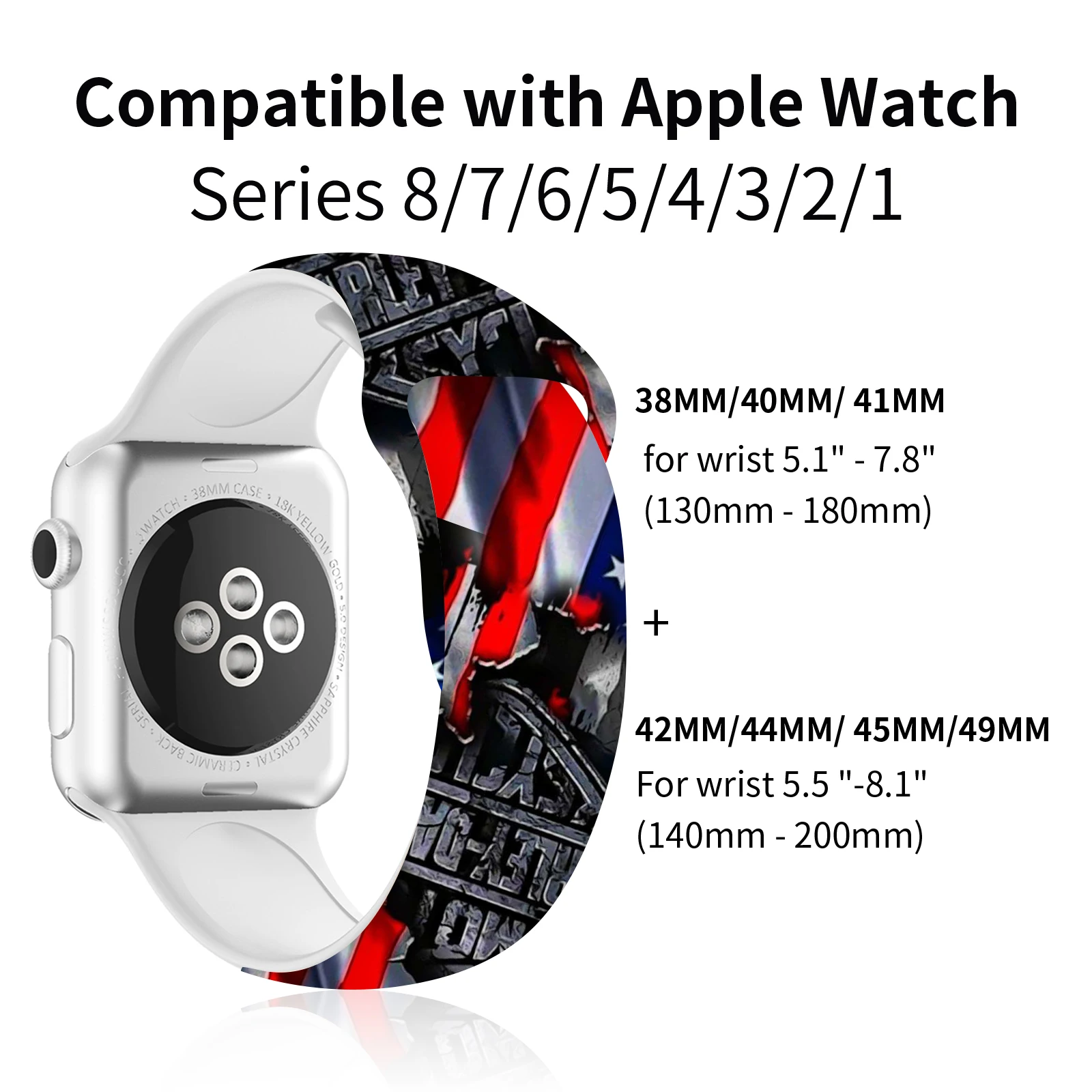 National Flag Silicone Strap for Apple Watch 8 7 6 SE 5 4 3 Band Soft Bracelet for iWatch 38mm 40mm 42mm 45mm Watchband