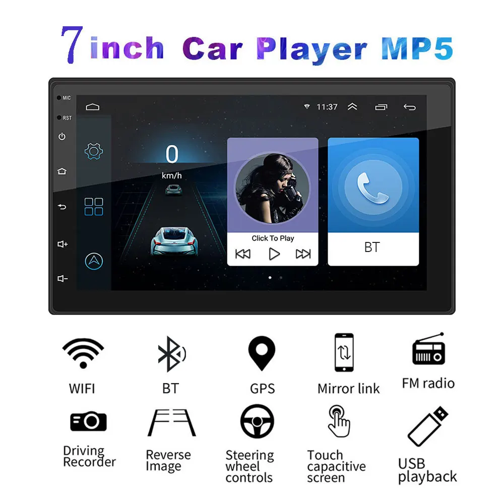 

2 Din Android 10,1 автомобильный радиоприемник Android 1G + 16G Мультимедийный видеоплеер с камерой сенсорный экран Bluetooth аудио стерео MP5 плеер