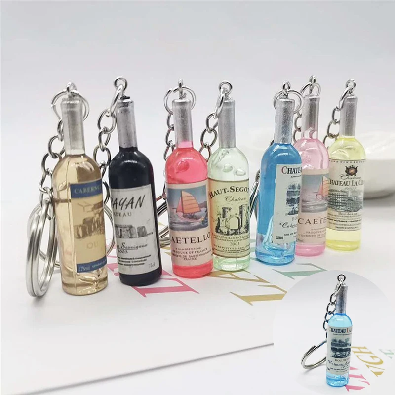 

Bottle Keychain Resin Beer Wine Cute Novelty Men Car Bag Pendant Accessions