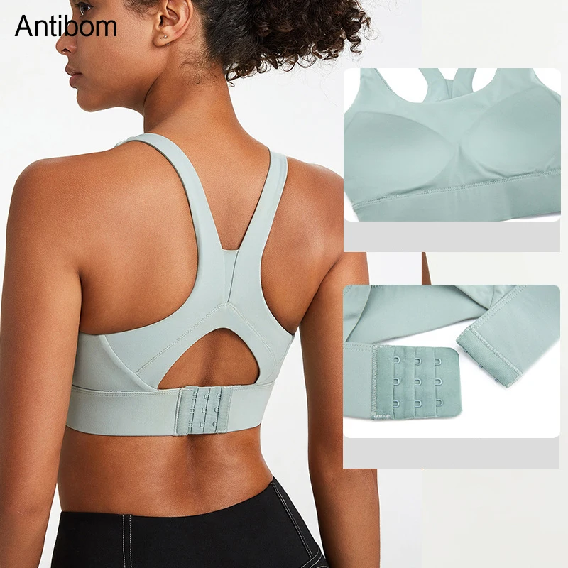 Antibom Women's Bra Without Bones Shockproof Padded Sport Top Push Up Fitness Yoga Underwear Adjustable Elastic Run Athleticwear