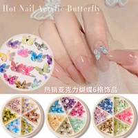 30pcs boxed colorful butterfly charm nail art rhinestones acrylic painted butterfly decoration manicure design accessories new
