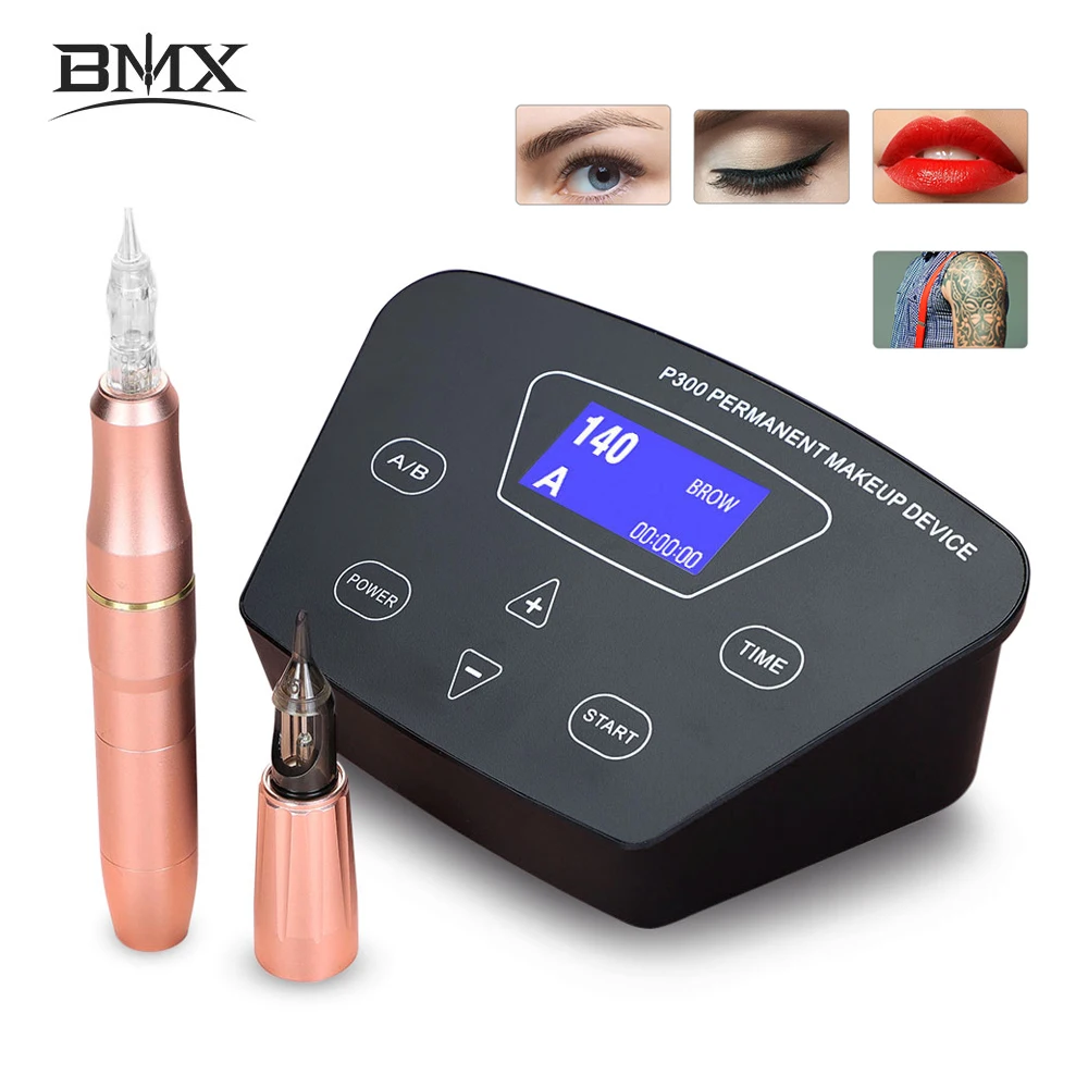 BMX Tattoo machine kit complete Permanent Makeup Machine PMU Pen Sets for Miroblading Shading Eyeliner Lip with Cartridge Needle