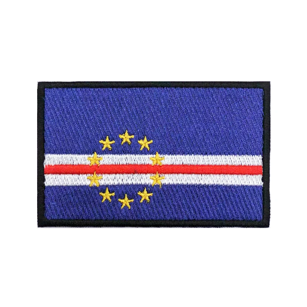 Cape Verde Flag Patches Armband Embroidered Patch Hook & Loop Iron On Embroidery  Badge Military Stripe