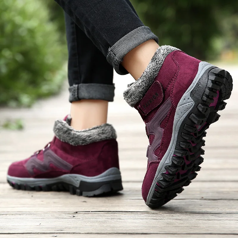 Winter Sneakers Warm Hiking Shoes Men Women Hoop Loop Cozy Shoes Anti-slip  Couple Walking Shoes Size 35-45