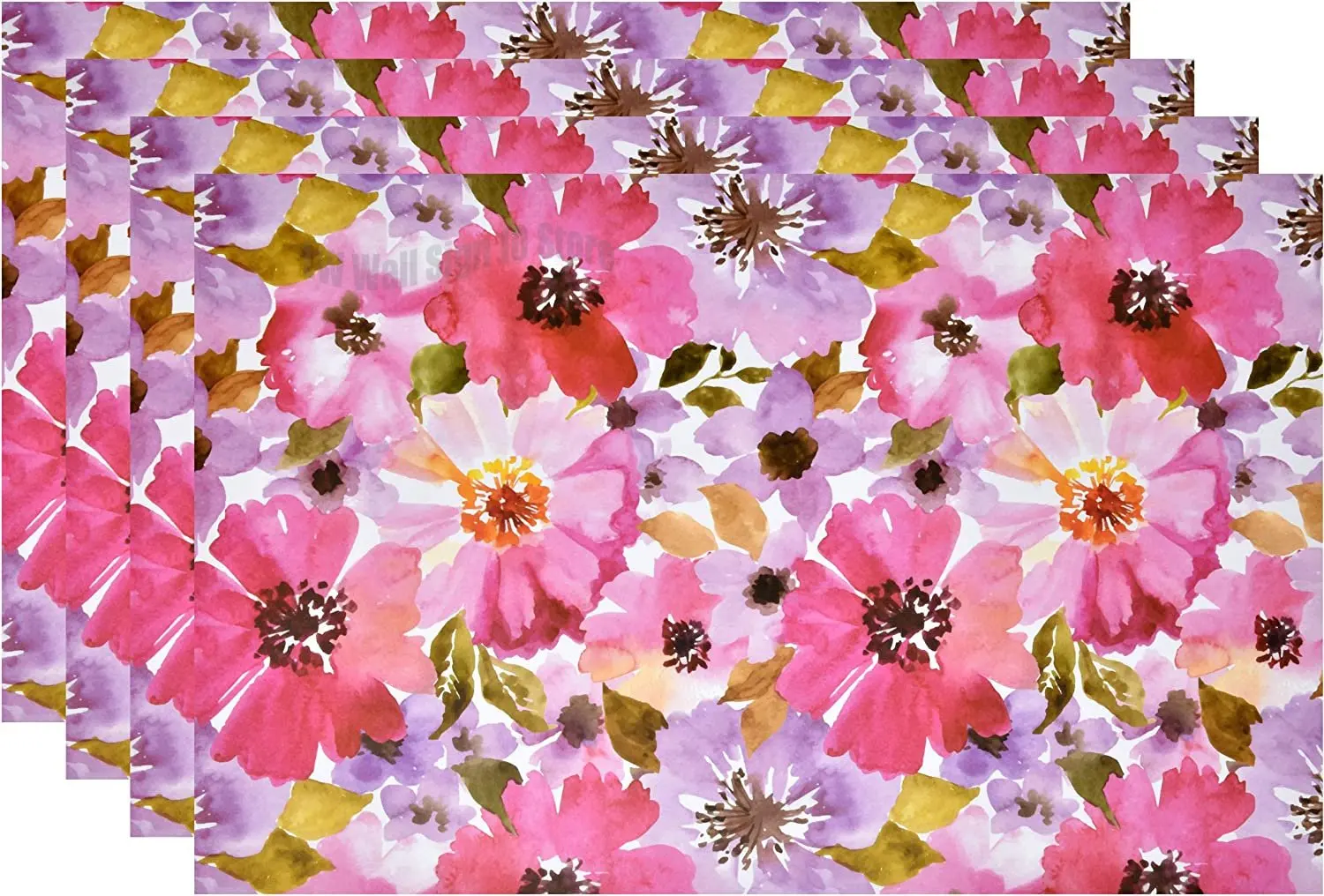 

Colorful Watercolor Flowers Place mat for Spring Flower Blooms Table Setting Mat Dinner Bridal Wedding Graduation Party Decor
