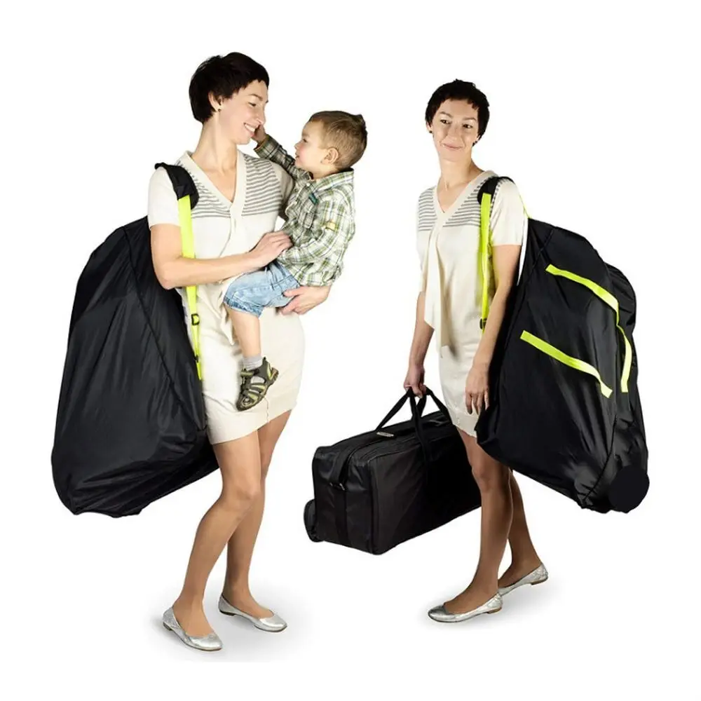 

Black Portable Simple Double Shoulders Strap Large Storage Bag Pram Travel Bag Stroller Cover Baby Stroller Bag