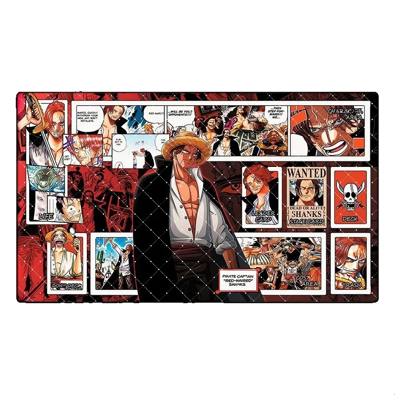 Фото Игровой коврик для карточных игр One Piece Shanks Perona, 600x350 мм, 2 мм, с прошитыми краями, OPCG, Тони Чоппер, резиновый, для настольных игр, подарок №2