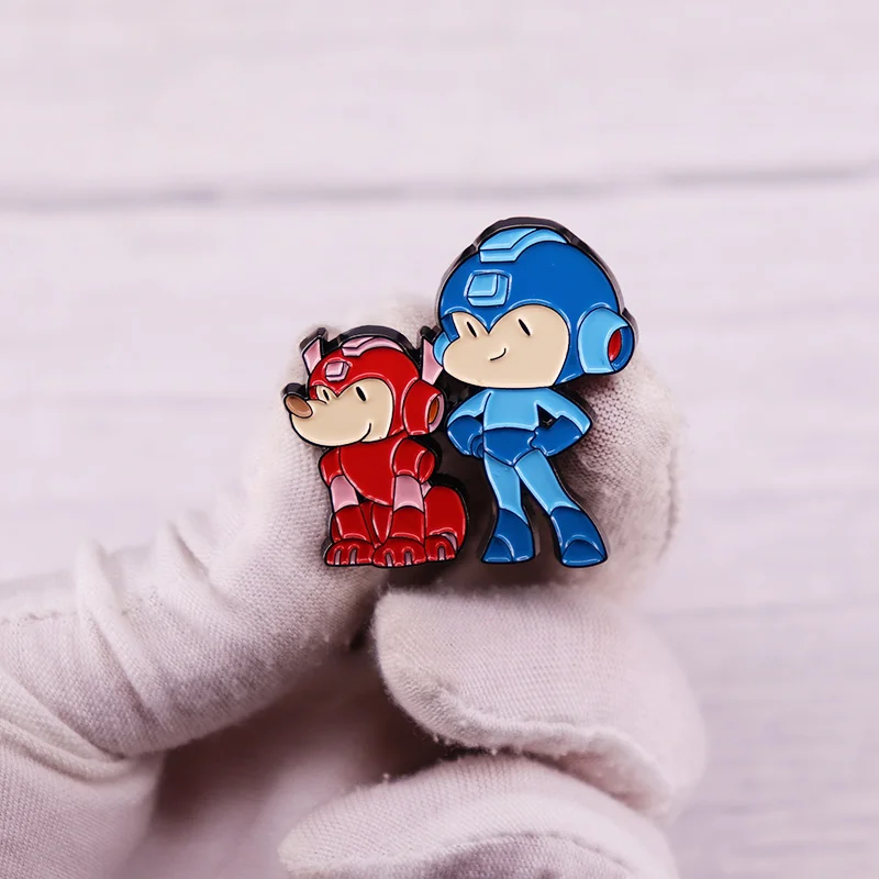 Эмалированная шпилька Mega-Man и Red Robot Dog для видеоигр значок вдохновения |
