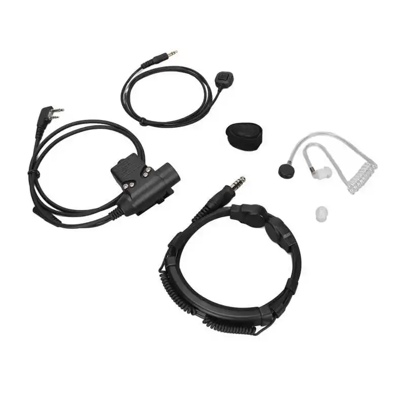 U94 PTT with Finger Microphone PTT + 7.1mm Retractable Throat Control Headset for V8 V80 V82 Radio Earpiece