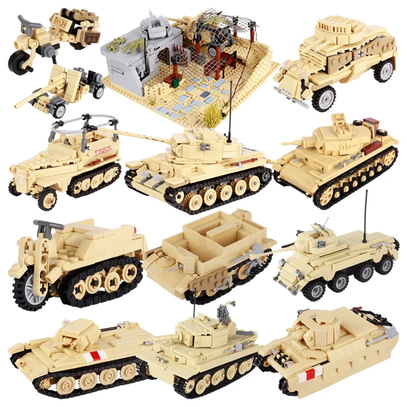 WW2 Североафриканская военная немецкая танковая тигровая фигурка солдата