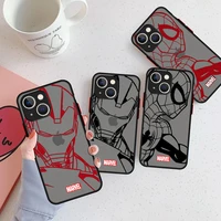 marvel iron man spiderman matte case for apple iphone 11 13 12 pro 7 xr x xs max 8 6 6s plus se 2022 black cell phone tampa