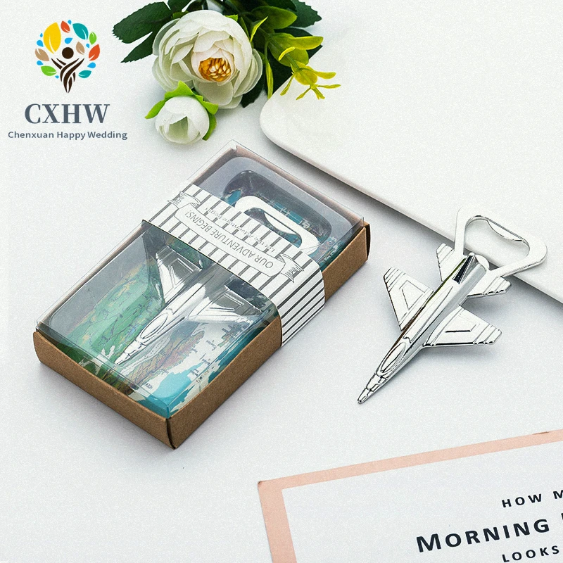 

10 PCS Silver Fighting Airplane Shape Beer Bottle Opener Funny Wedding Gifts for Guests Bar Celebration Bottle Openers Favors