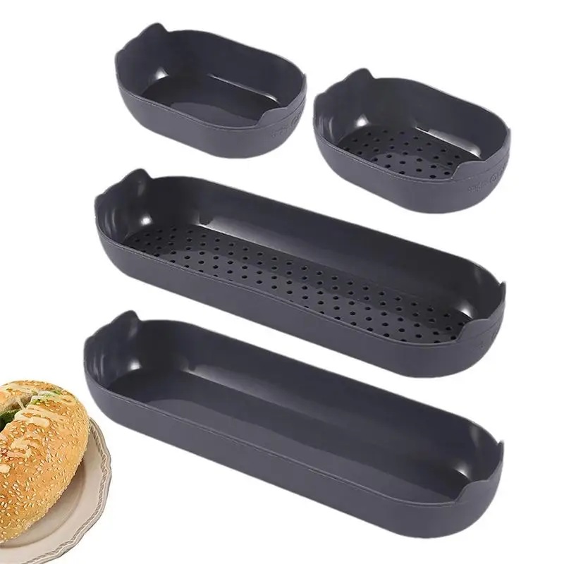 

4pcs Perforated Silicone Bread forms Non-Stick Bakery Tray Molds Hot Dog Mold Loaf Pan Kitchen Cake Baking Tools