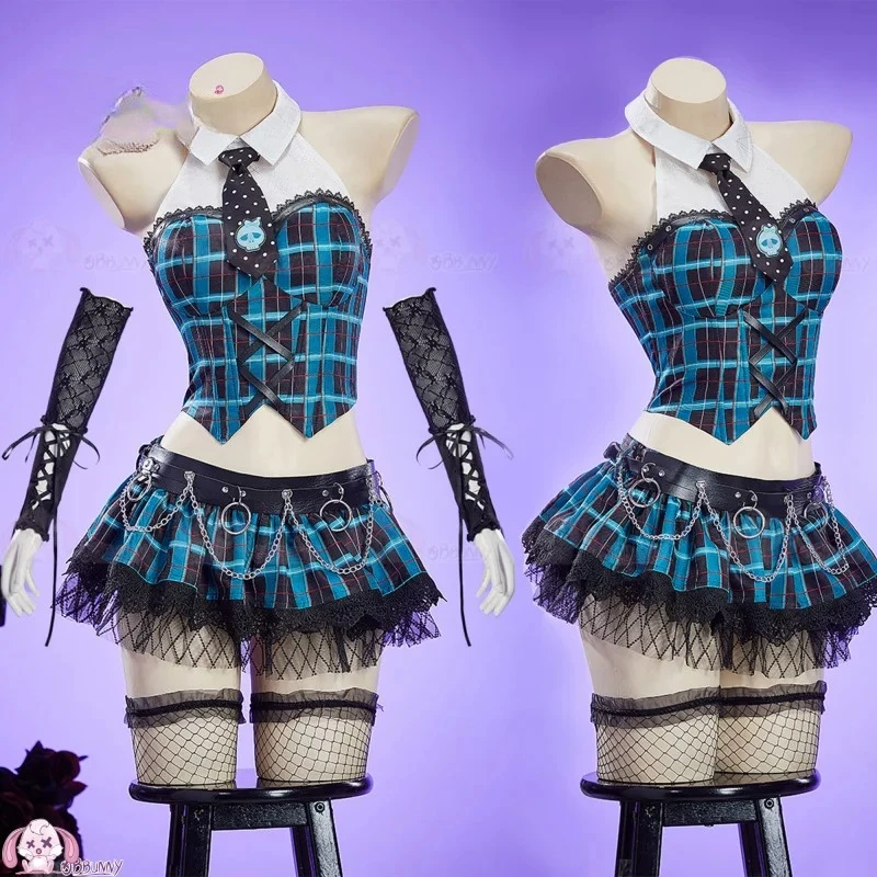Фото Frankie Stein Monster Cos High Косплей Костюм Аниме Рубашка юбка носки перчатки Хэллоуин карнавал женская готическая JK новая форма №2