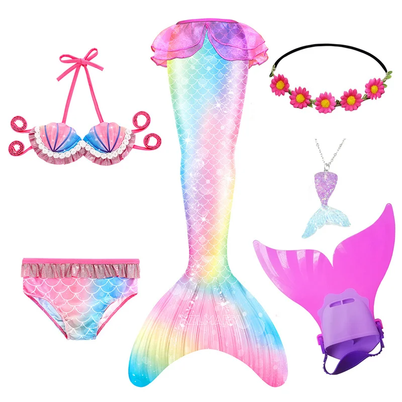 Женский костюм Русалочки с моноластами для Хэллоуина детский купальник бикини