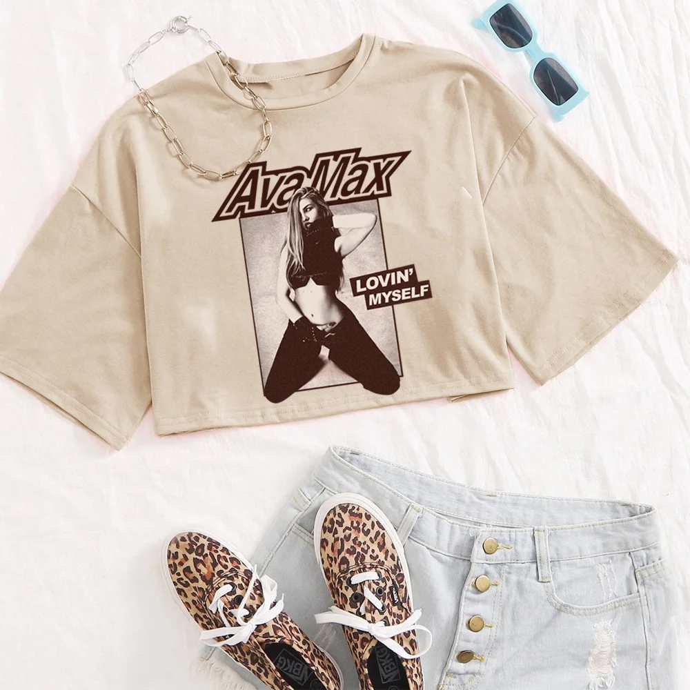 Фото Ava Max Merch укороченный топ для девочек, сексуальная рубашка, летняя майка №5