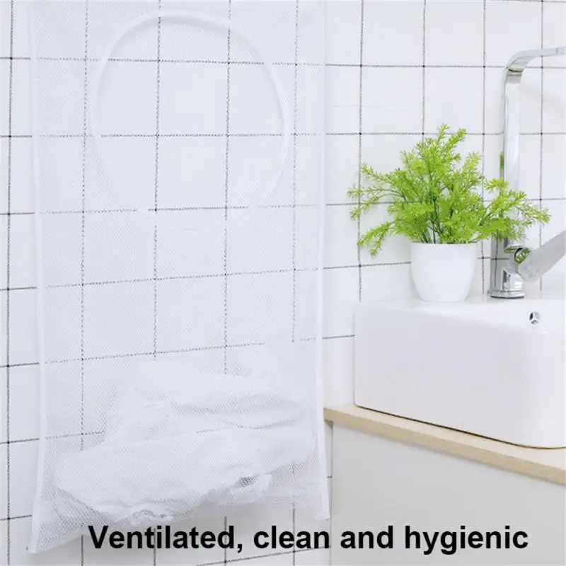 

Folding Wall Mounted Bathroom Storage Bag Portable Laundry Basket Bathroom Accessories Foldable Clothes Hanging Bag Storage Bag