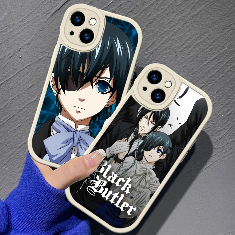 Мягкий силиконовый чехол Черный Батлер Kuroshitsuji для iPhone 15 Plus 14 13 12 11 X XS XR Pro Max Mini 8 7