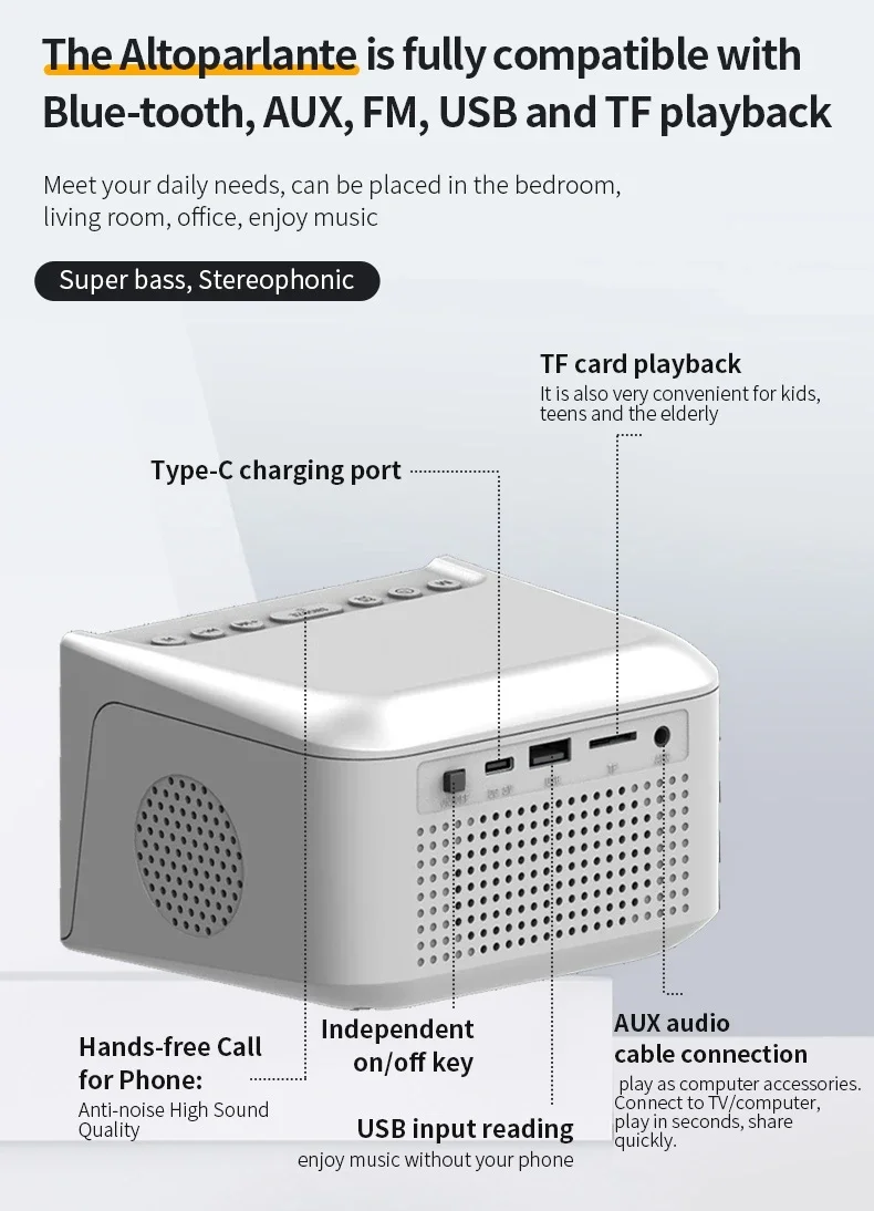 Горячая новинка двойной громкий динамик FM будильник Быстрая зарядка Bluetooth умный