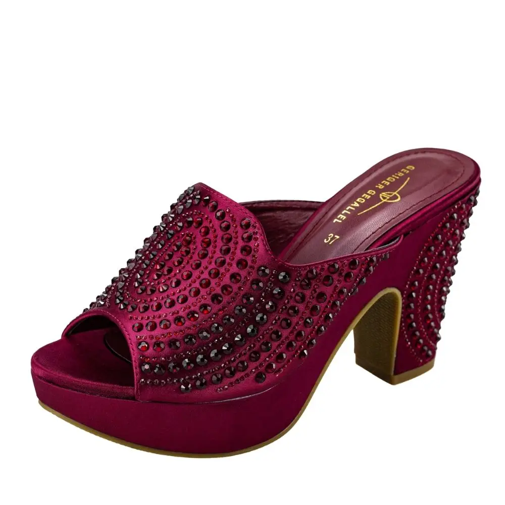 Italian Designer Women Shoes Chunky Sandals Platform Shoes Wedding Dress Pumps High Heel Bling Bling Female Square Heel Mules