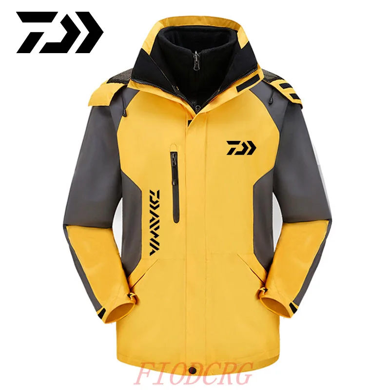 

Men's 2-in-1 Waterproof Ski Jacket Windproof Fishing Jackets Winter Warm Fleece Hooded Snow Coat Raincoat Fishing Clothes