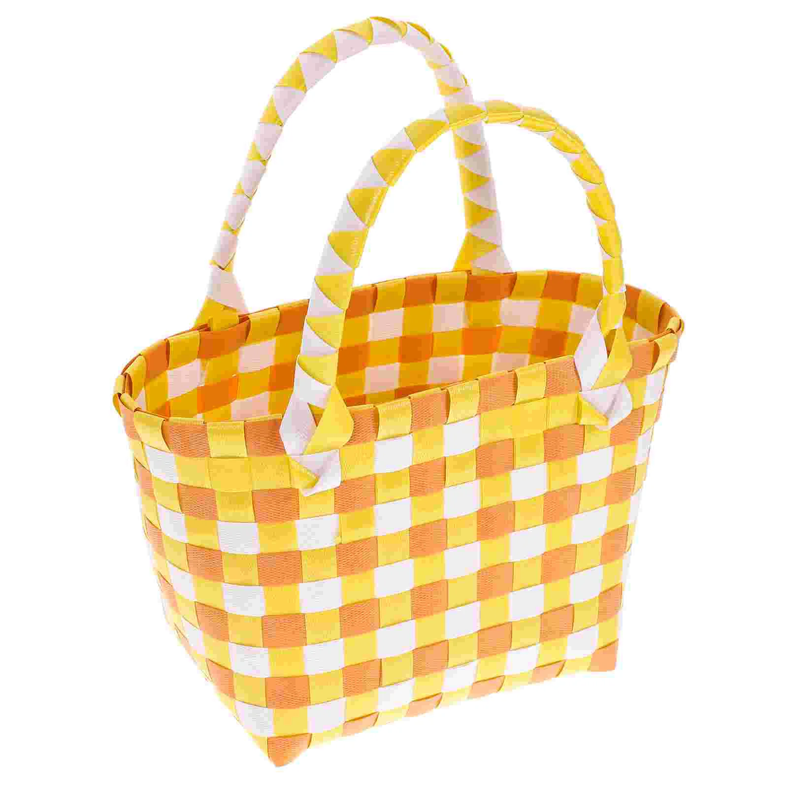 

Woven Hand Basket Rustic Flower Party Bread Handle Novelty Food Small Picnic Straw Handbags