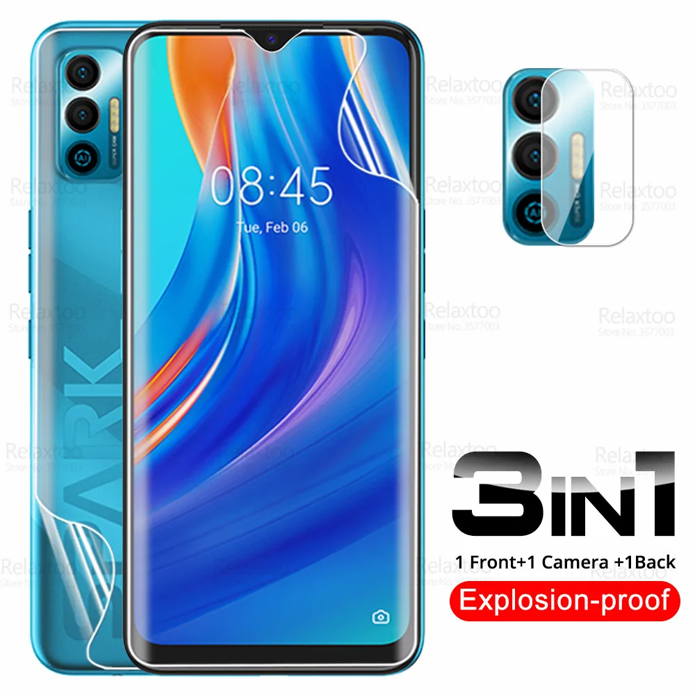 

Гидрогелевая пленка 3 в 1 для Tecno Spark 7, пленка для передней и задней камеры Spark7 Pro Pova 2 Pova2 6 Go 2020, мягкая защита экрана, не стекло