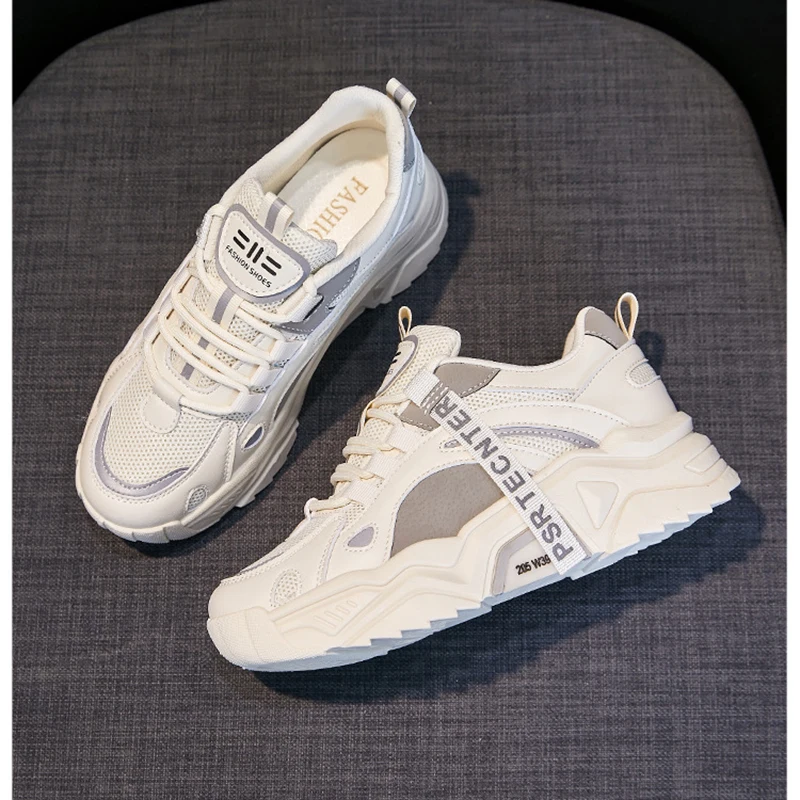 

Women Platform Shoes Breathable Mesh Thick-soled Sneakers Increased Daddy Shoes All-match Casual Shoes Zapatillas Mujer