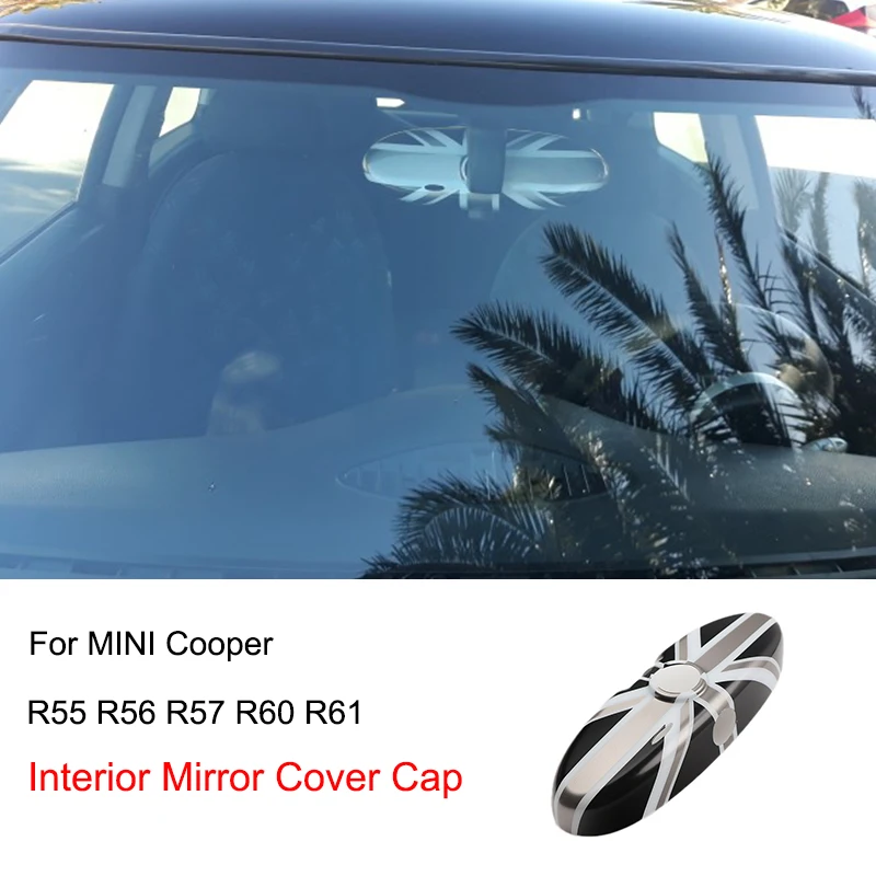 

Union Jack Grey Car Interior Rear View Mirror Cover For MINI Cooper JCW S One R55 R56 R57 R58 R60 R61 Countryman Accessories