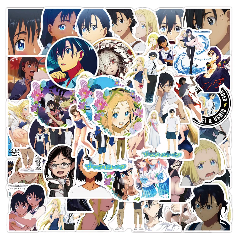 

50/PCS Anime Stickers Cartoon Summer Time Rendering Waterproof Sticker for Luggage Compartment Laptop Scooter Car Refrigerator