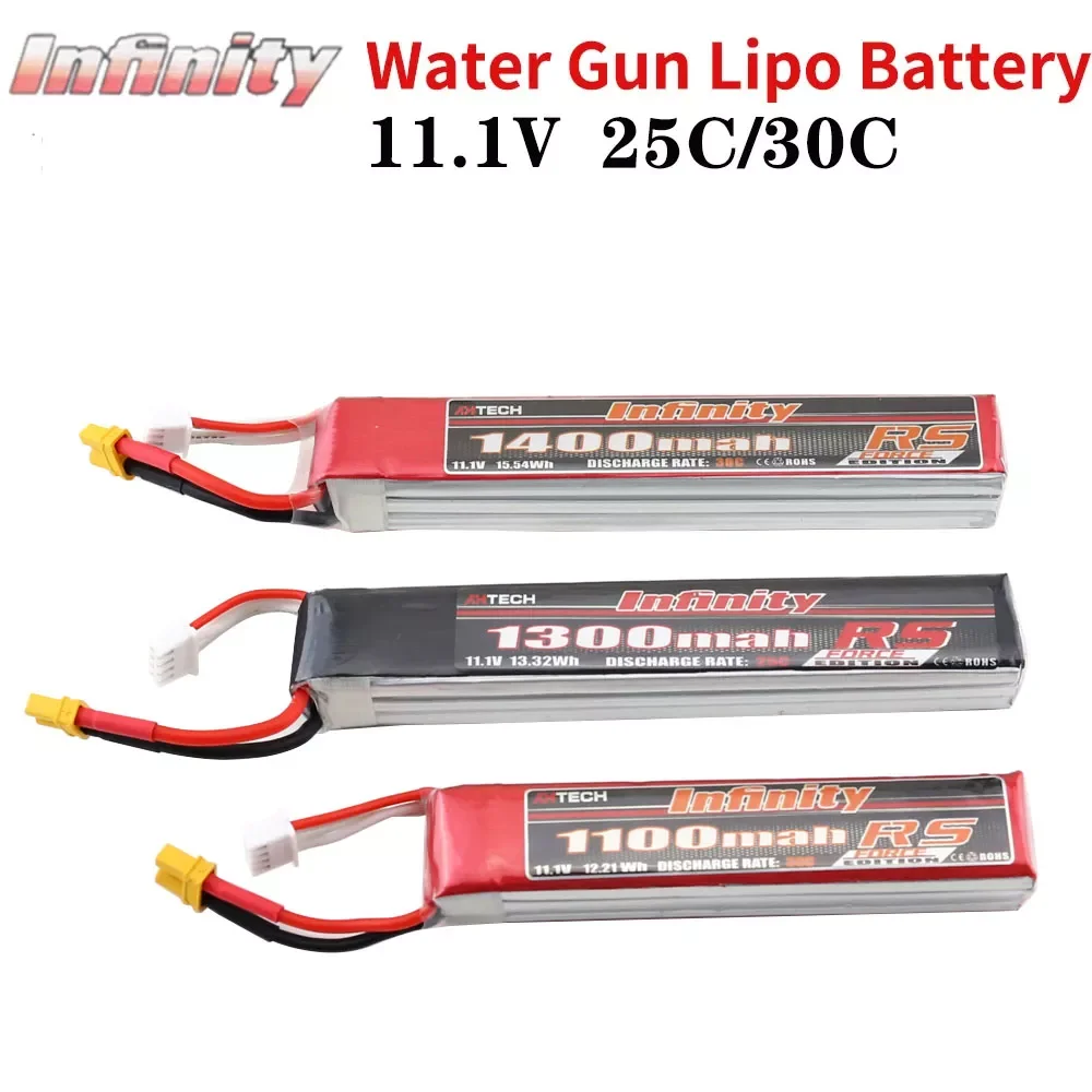 

Water BB Gun Lipo Battery 3S 11.1V 1100mAh 1300mAh 1400mAh 25C 30C XT30 Plug Tamiya SM Connector RC Parts