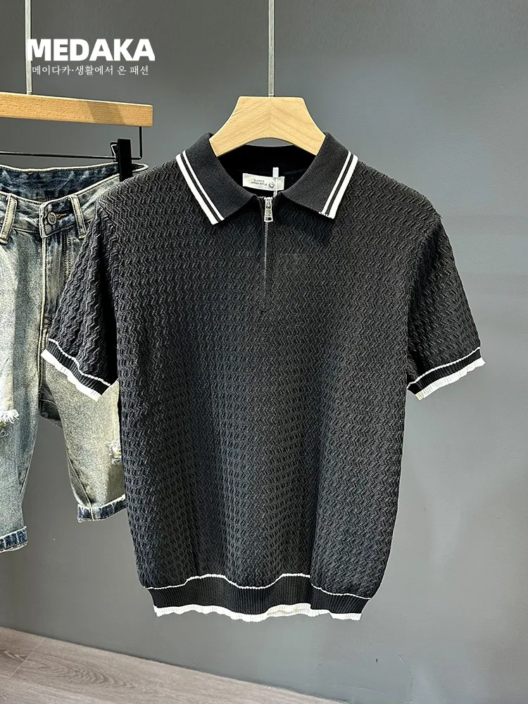 Летняя элитная повседневная красивая рубашка-поло с короткими рукавами мужская