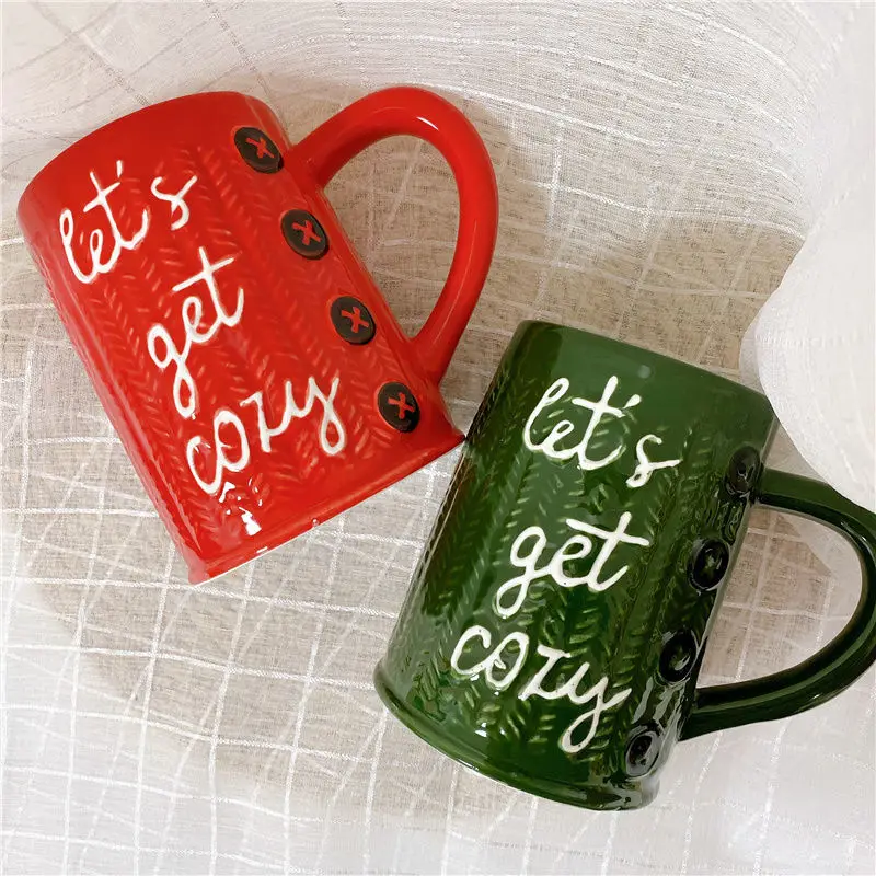 Рождественская керамическая кружка ручной работы чашка для воды с Санта Клаусом