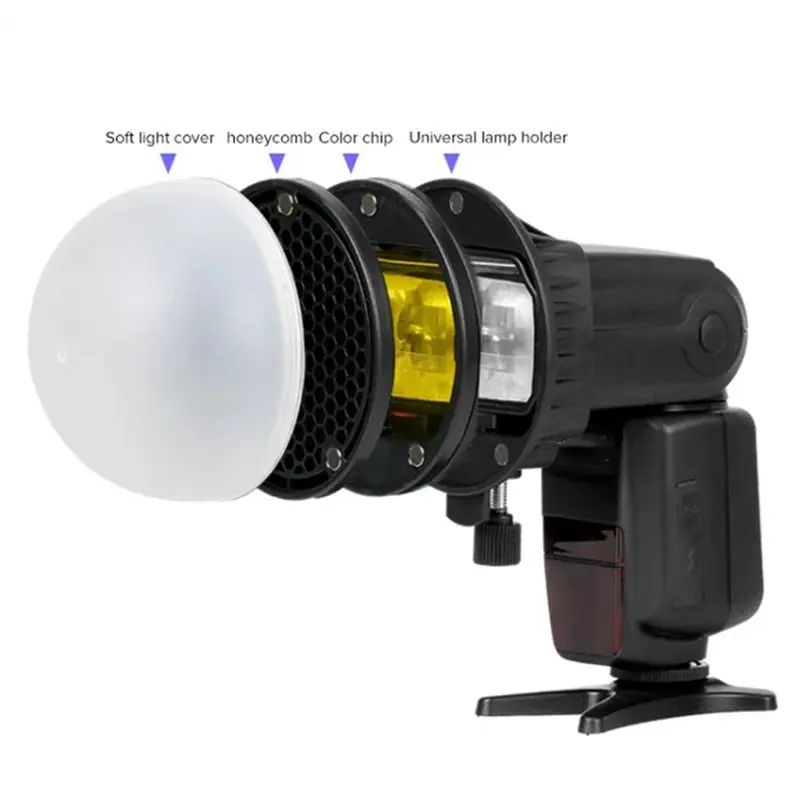 Фото 【РЕКОМЕНДУЕМ】Набор цветных фильтров-рефлекторов Honeycomb Diffuser Ball для замены вспышек Godox YONGNUO VS AK-R1, фотоаксессуары №2