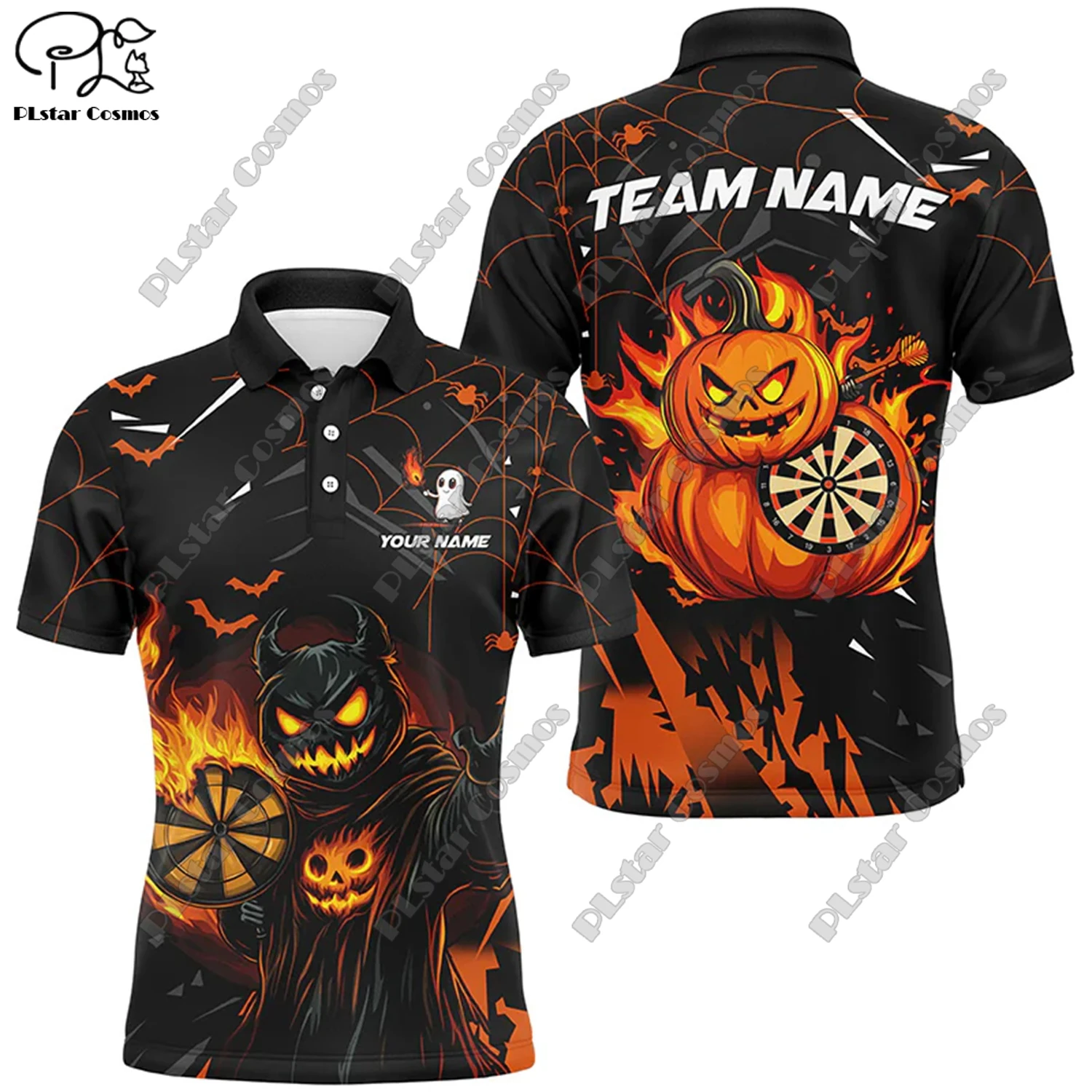 Футболка-поло с 3D-принтом пламени универсальная для отдыха спорта