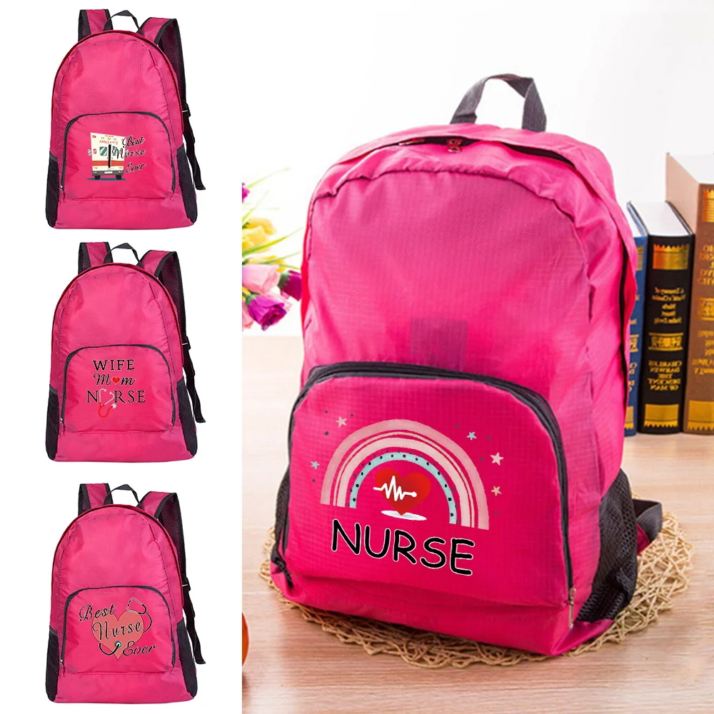 

Nylon Waterproof Travel Backpacks Men Travel Bags Hiking Backpack Outdoor Sport School Bag Nurse Pattern Women Backpack