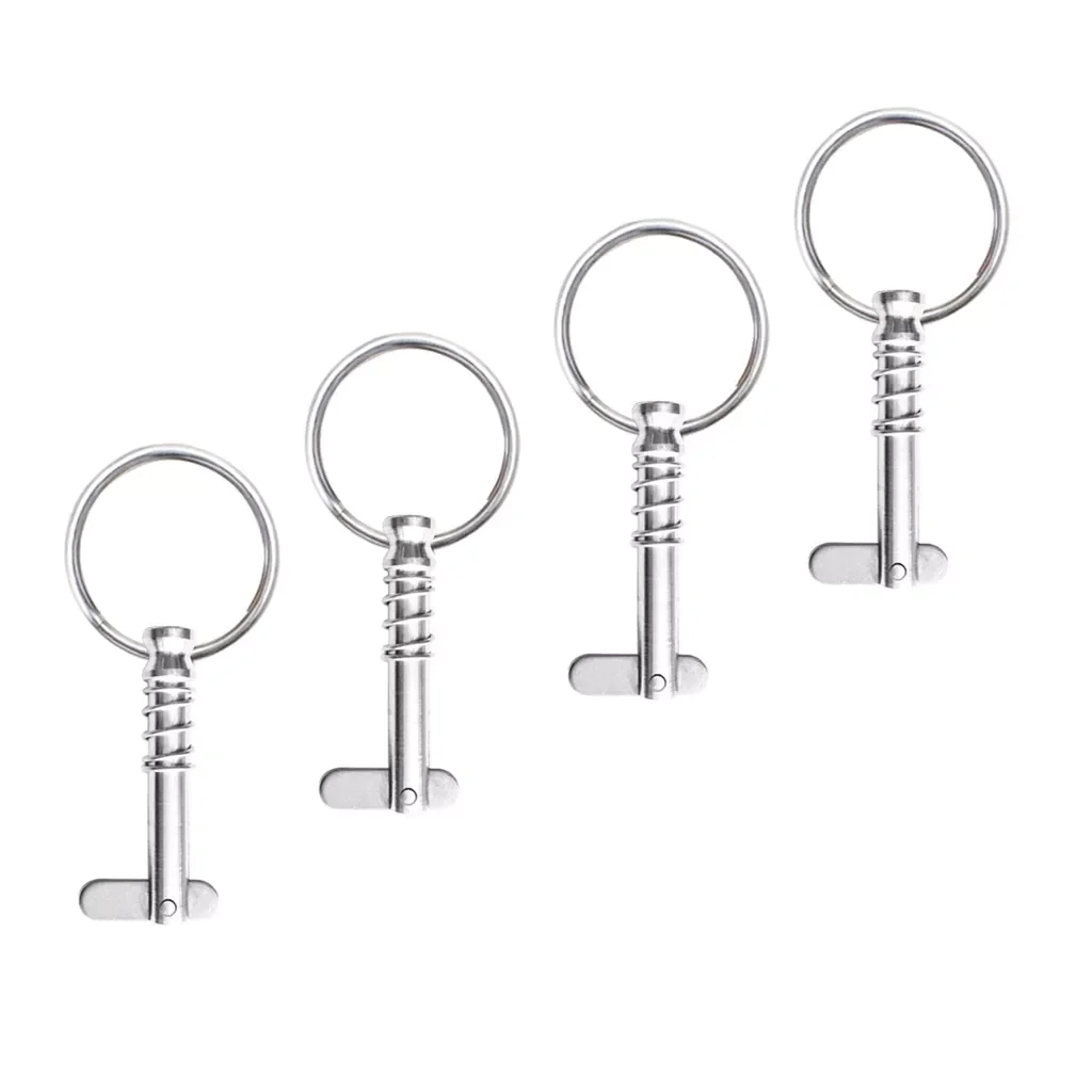 

4 Pieces Boat Bimini Top Frame Quick Release Spring Pins 1/4' with Pull Ring Fits 5/8" to 3/4" wide deck hinges