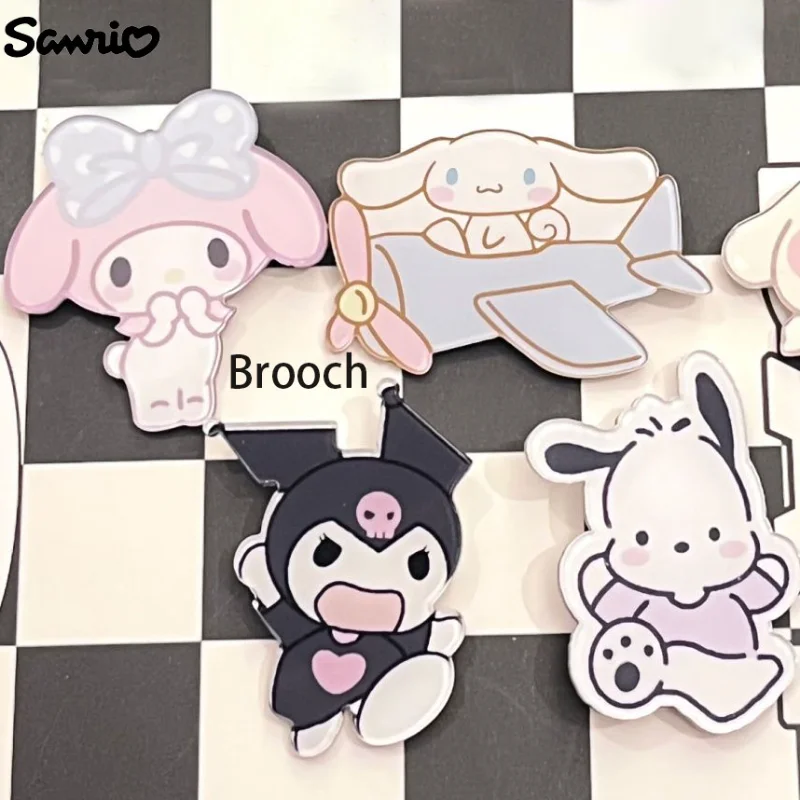 

Sanrio My Melody Brooch Cute Cartoon Airplane Cinnamoroll Kuromi Anime Peripherals Transparent Backpack Pendant for Best Friends