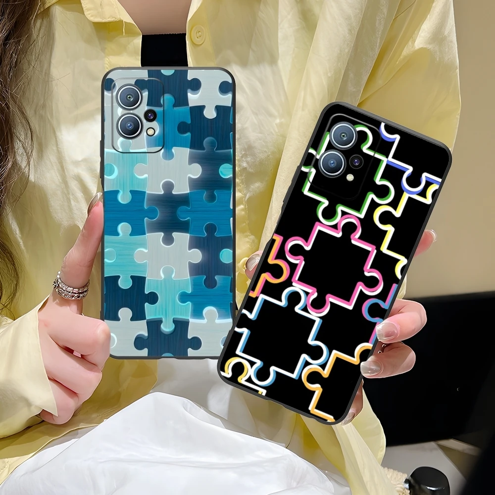 Чехол для мобильного телефона Puzzle Pretty Fashion Huawei P60 P50 P40 P30 P20 P10 P9 P8 Pro Lite Plus черный