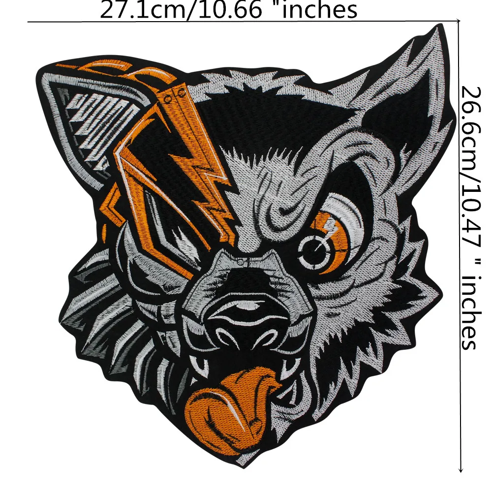 Нашивка из ткани с вышивкой волка и собаки в стиле панк тканевая аппликация