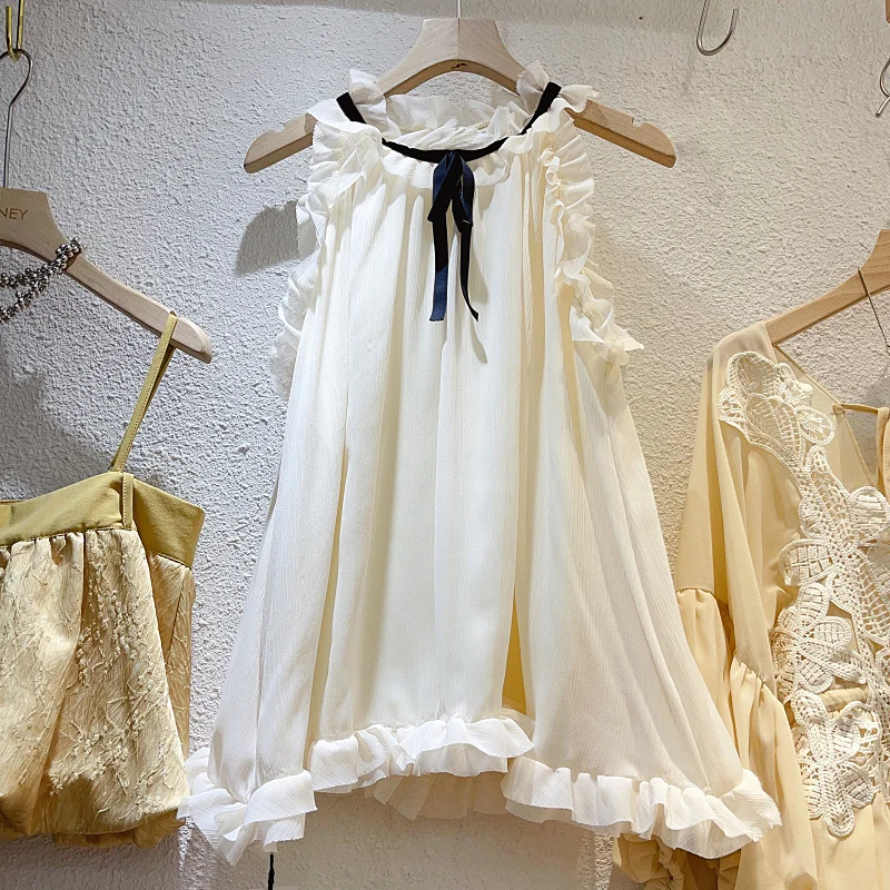 

Женский жилет с открытыми плечами, однотонный Свободный Топ с круглым вырезом, со шнуровкой, в стиле пэчворк, Y896, лето 2023