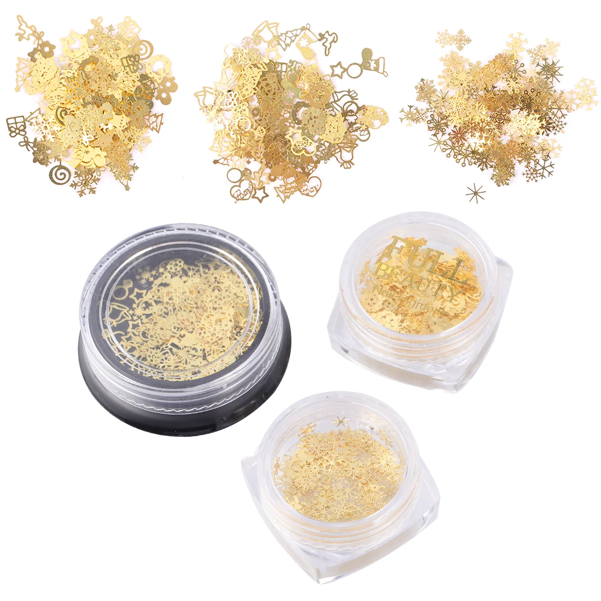 

3pcs Manicure Sequins Metal Nail Stickers Christmas Nail Decals Gifts for Performance Xmas Party Supplies