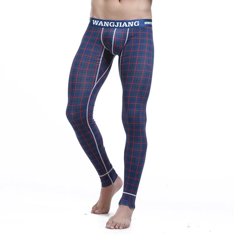 Men Long Johns Warm Pants Thin Elastic Low Waist Male Fashion Print Breathable Sexy Underwear Cotton Tight Legging Bottoms