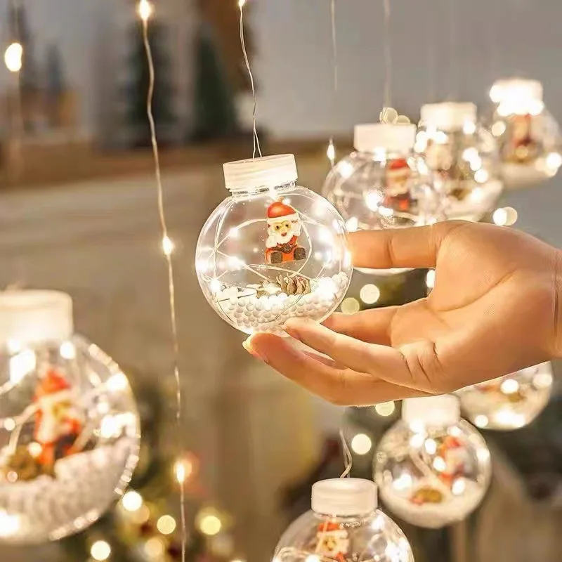 

Christmas Decorations Santa Snowman LED Curtain Light String New Year 2023 Xmas Gifts Noel Navidad Christmas Home Garden Decor