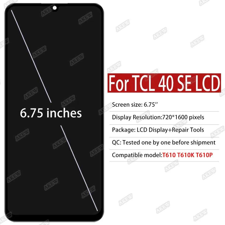 Фото Оригинальный ЖК-дисплей для TCL 40 SE, сенсорный экран Tcl 40SE, диджитайзер 40se в сборе для TCL T610 T610K T610P, запчасти для ремонта ЖК-дисплея. №4