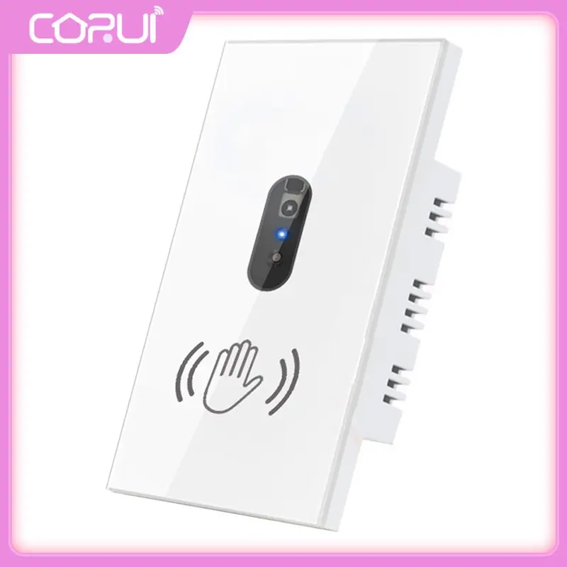 

2/3/5PCS Us Intelligent Switch Neutral Wire Traditional Switch Tempered Glass Panel No Touch Needed Wall Light Switch Smart Home